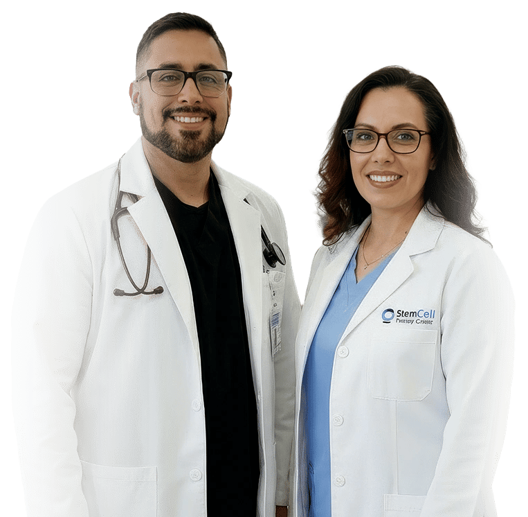Dr. Samuel Olvera and Dr. Yolanda Ponce doctors at stem cell therapy center baja mexico