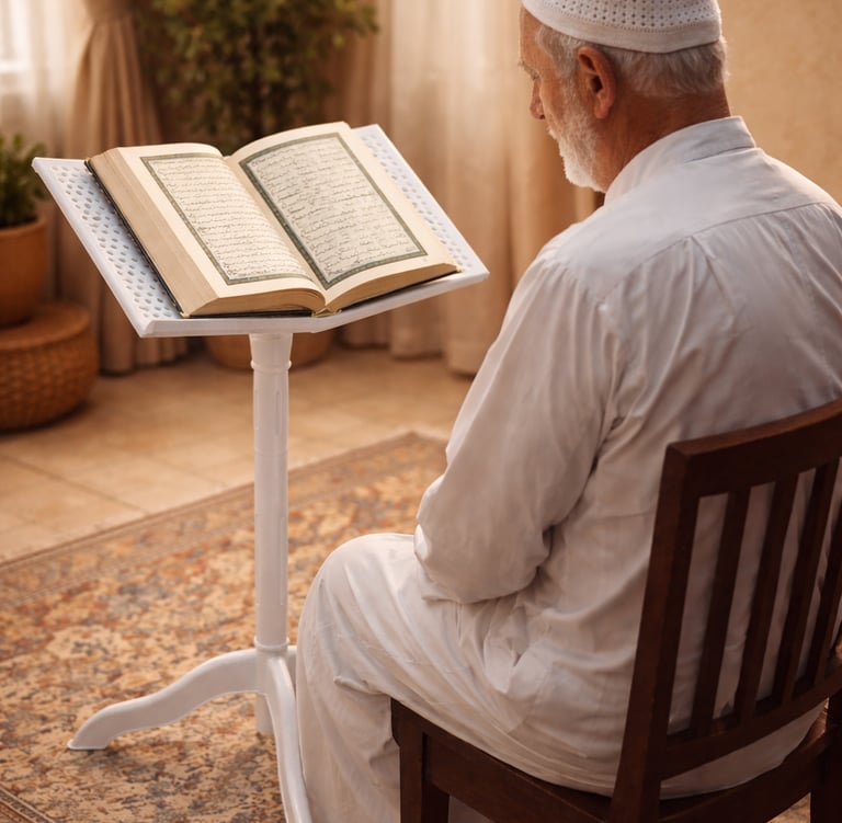 person reading comfortably using a portable book stand