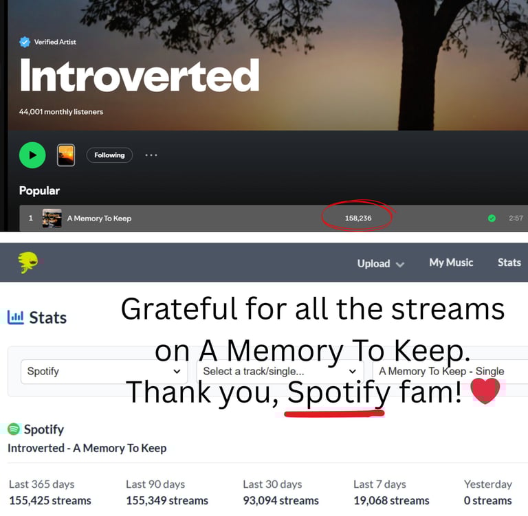 A Memory To Keep stats on Spotify
