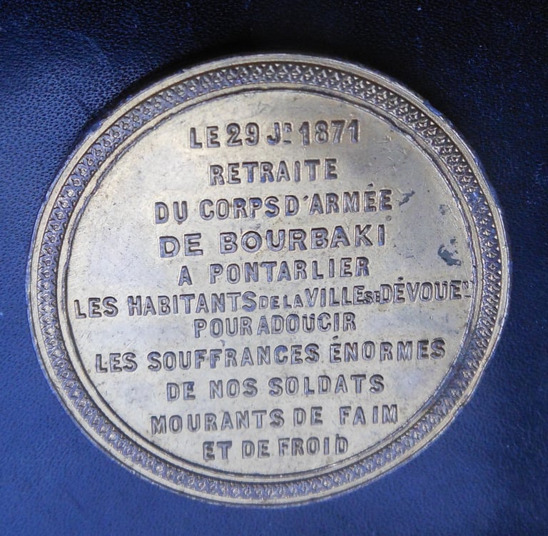 médaille ville de pontarlier guerre de 1870 corps d'armée bourbaki