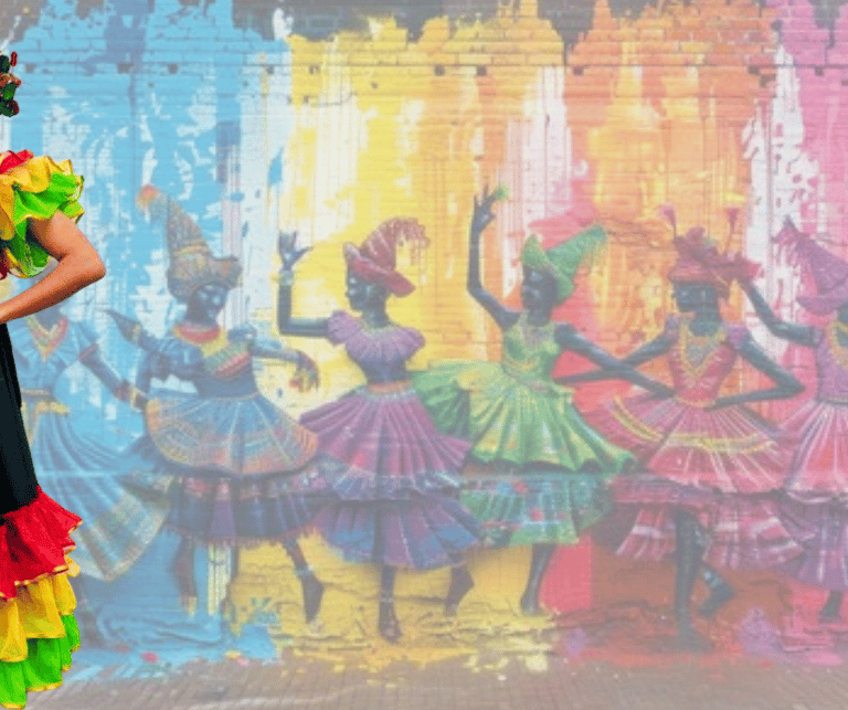 Dancer with a traditional costume of a Colombian dance