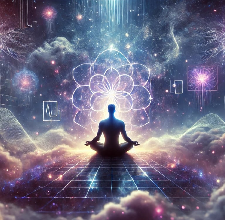 homme qui medite et qui voyage dans son inconscient. hypnose nantes, christophe meunier therapeute holistique 