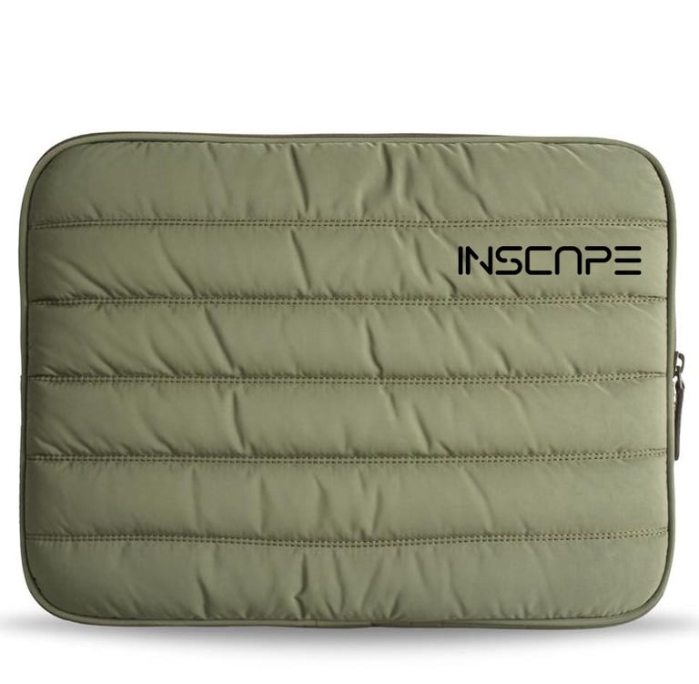 a laptop sleeve case with the logo inscape on it