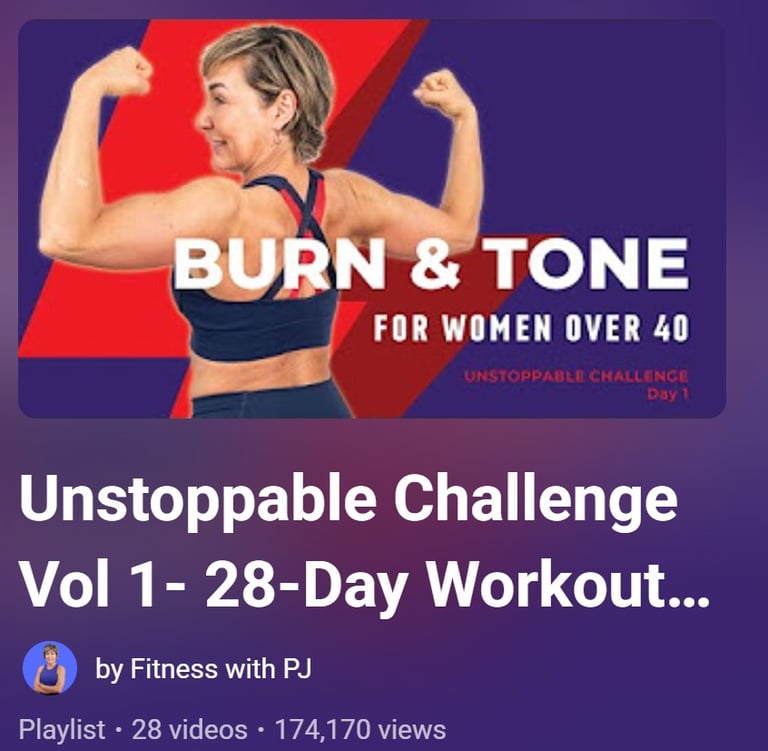 Unstoppable Challenge by Fitness with PJ promoting safe strength workouts for women over 50