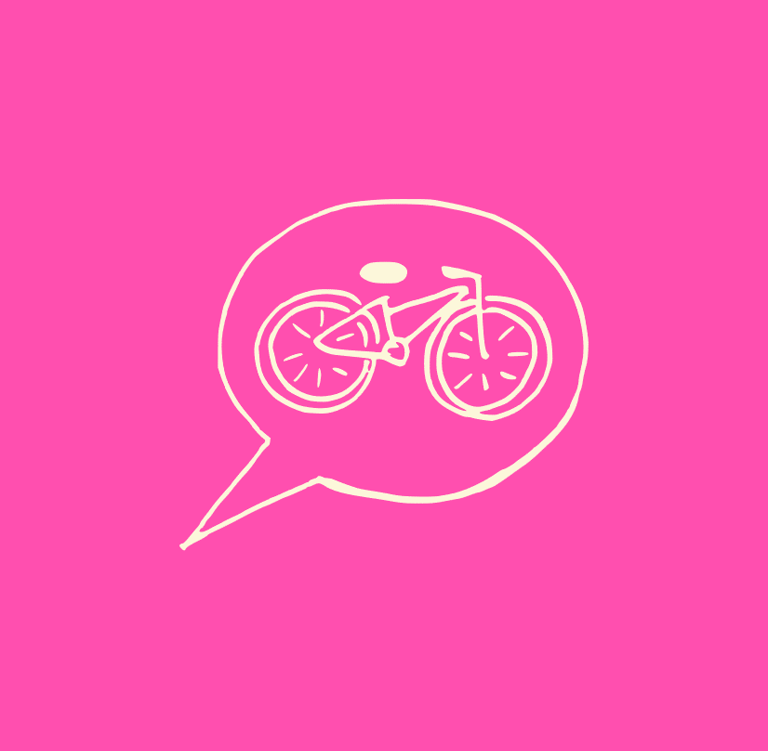 RADiologie Altenburg: Fahrrad-Kurse leiten Kurs-Leiter Sprechblase mit Fahrrad