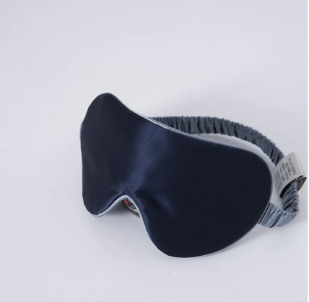Mulberry silk sleep mask with contrast trim for blocking light at night