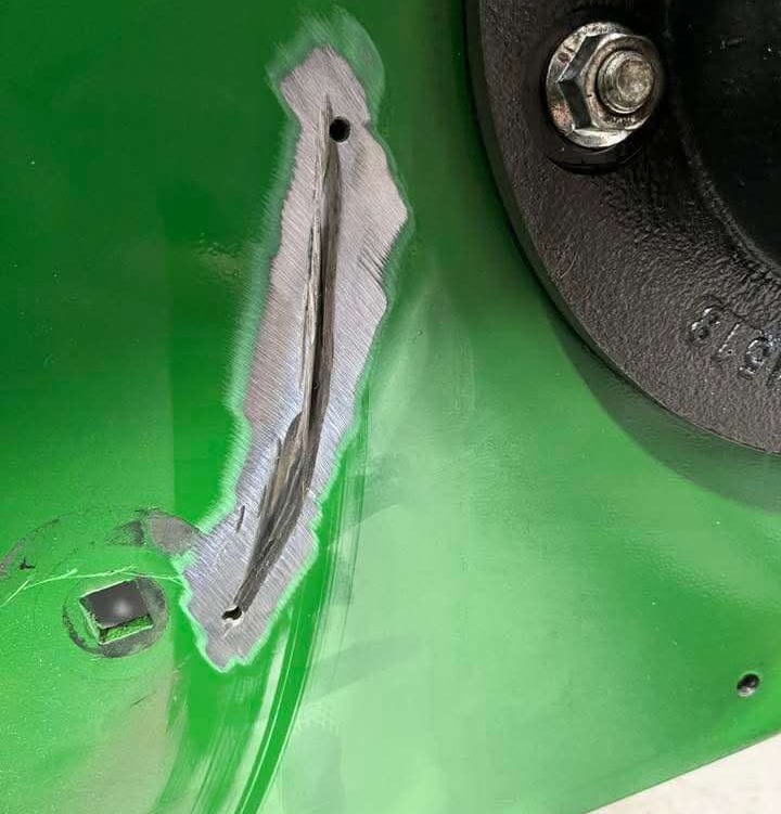 deep scrape in farm equipment