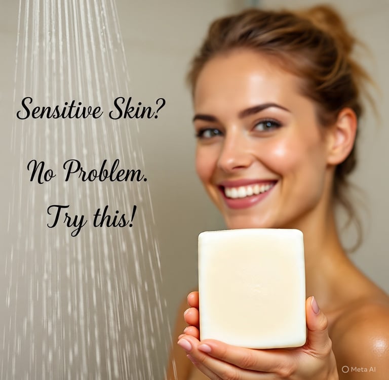 lady holding Back2naturalness Castile soap in her hands