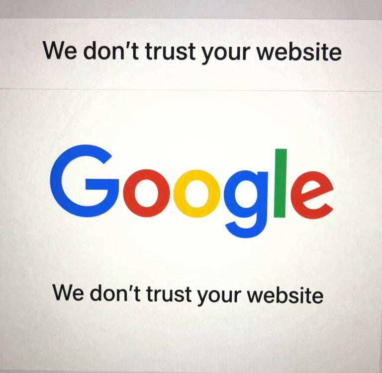 I want the immage to show the google logo and googe saying we dont trust your website 