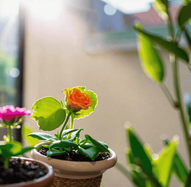 Growing flowers in a pot