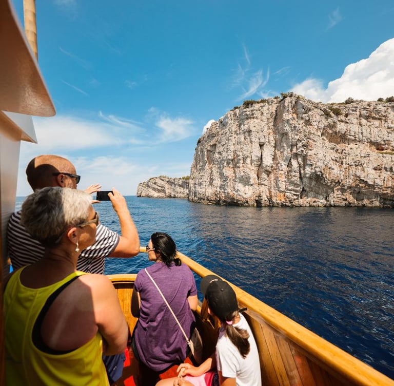 People enjoying the view of the Kornati Islands National Park in the Zadar Archipelago