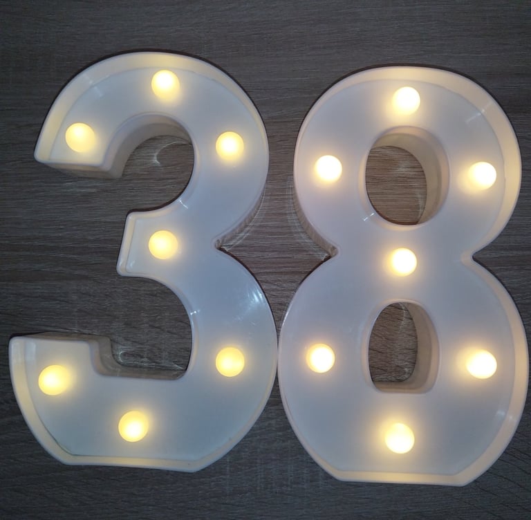 White LED marquee number light for parties, events, and home decoration.