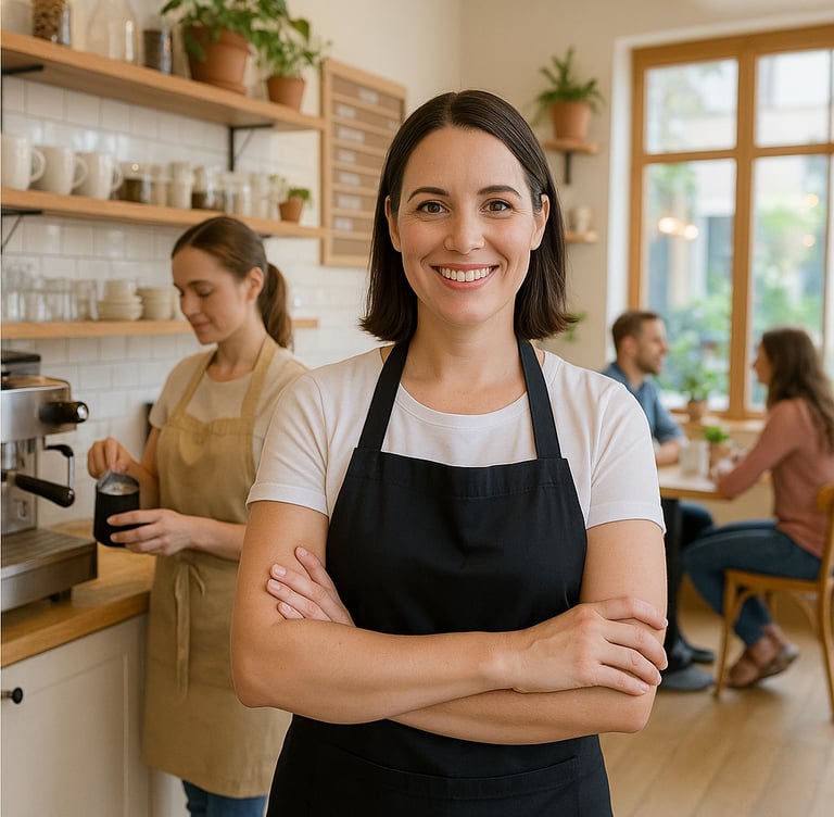 Emprendedora mujer de una cafetería.