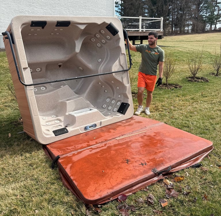 Hot tub removal and spa hauling in East Norriton, PA.