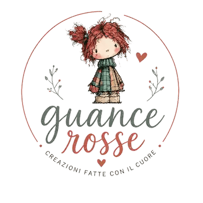 Logo ufficiale Guance Rosse con bambina illustrata e scritta creazioni fatte con il cuore.