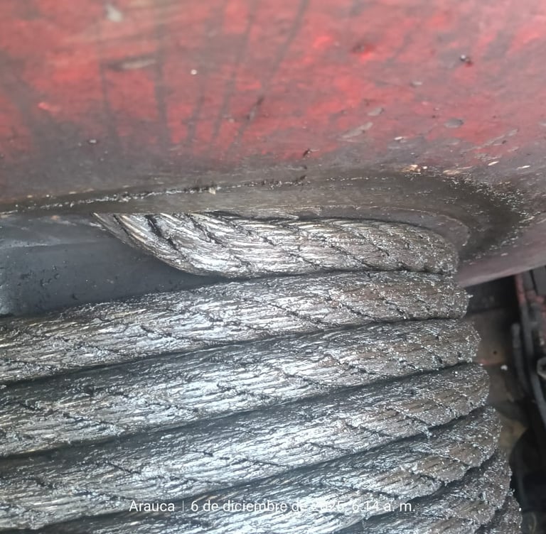 primera vuelta del drill line inspeccion visual del cable