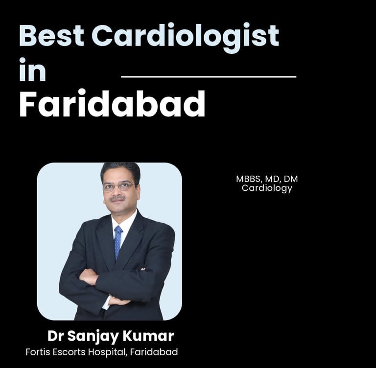 Flyer showing Dr. Sanjay Kumar as Best Cardiologist in Faridabad