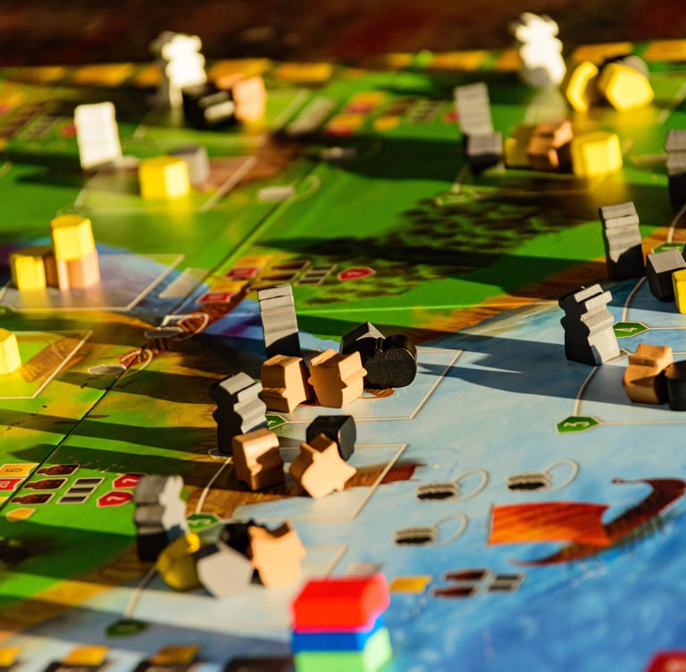 a board game with a small models meeples