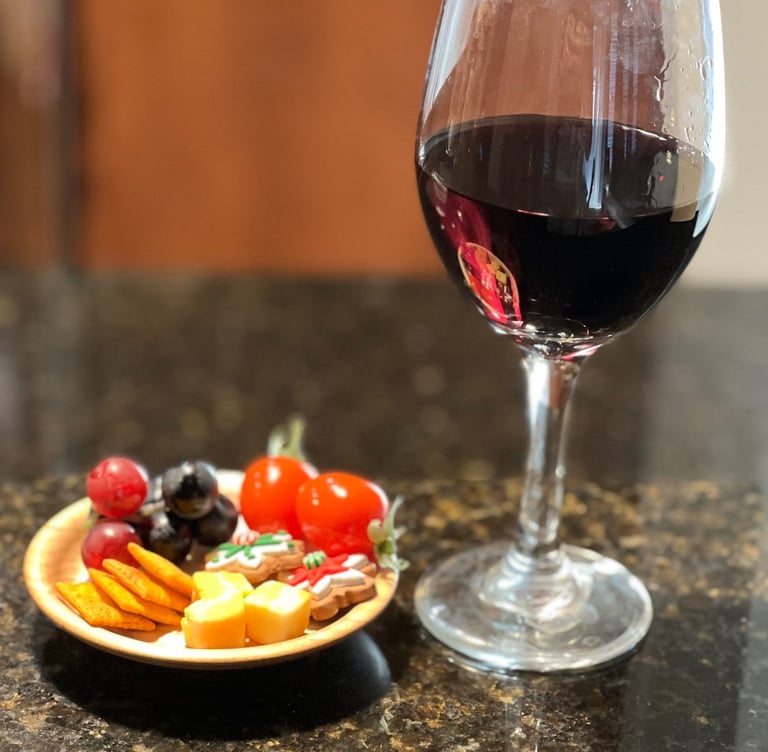 wine glass snack plate  