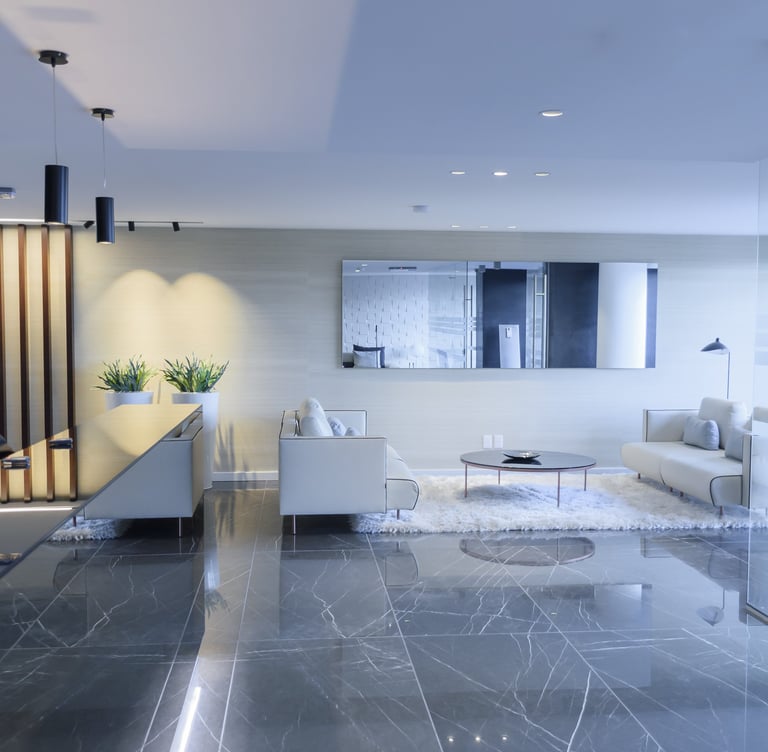 a living room with a couch and a table