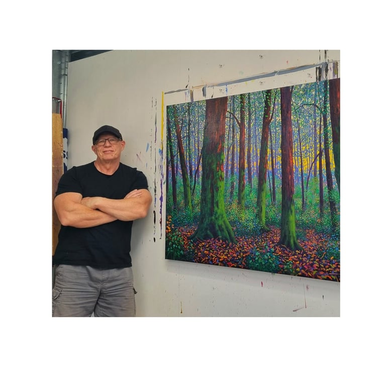 Kevin McKeown artist in his studio