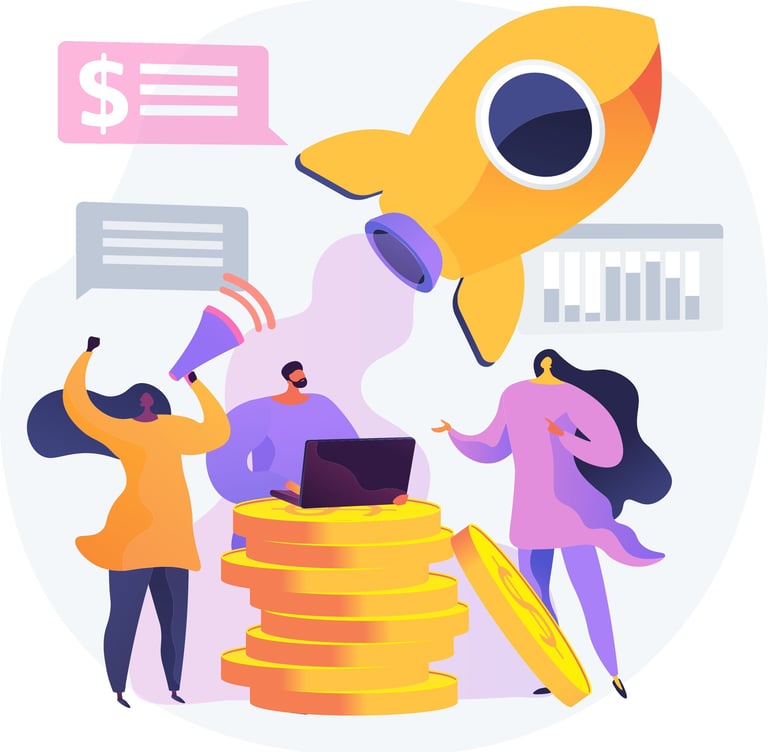a group of people celebrating and communicating their business success