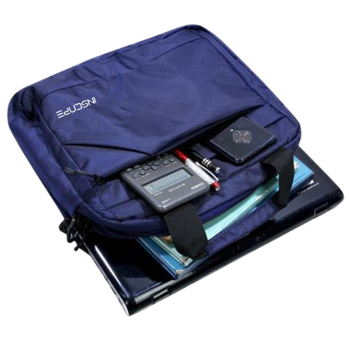 a laptop case with a laptop and a cell phone pocket to keep multiple things inside