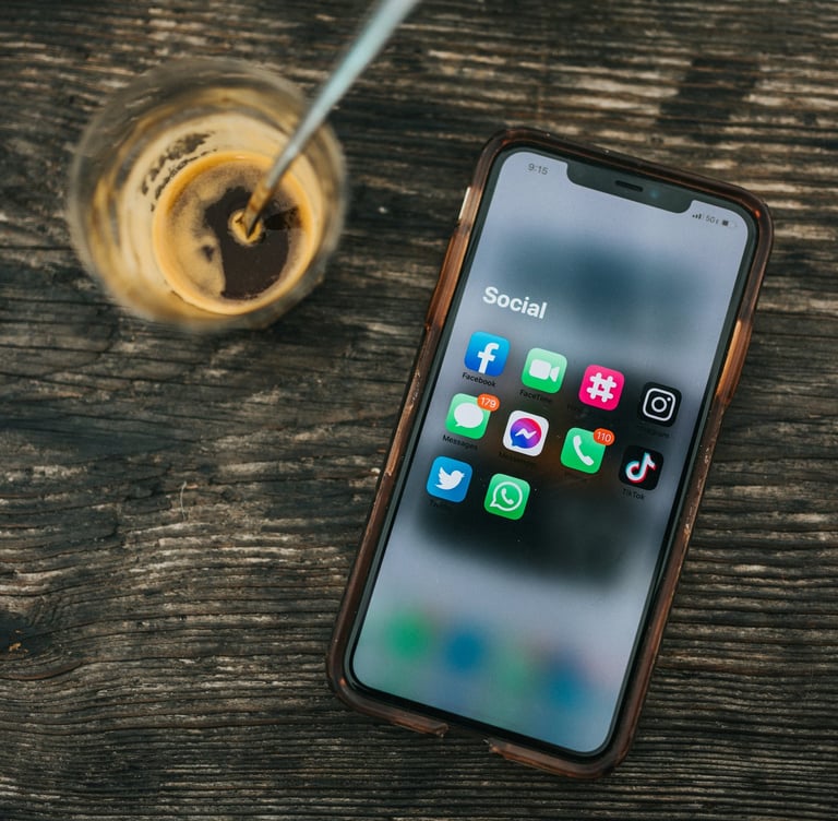 phone and coffee on the table
