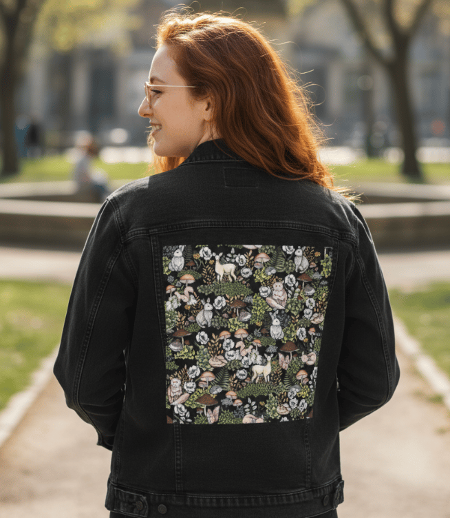 Girl wearing a printed jacket