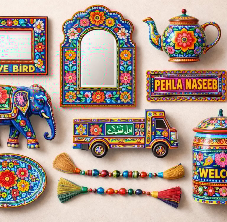 Colorful Pakistani truck art crafts