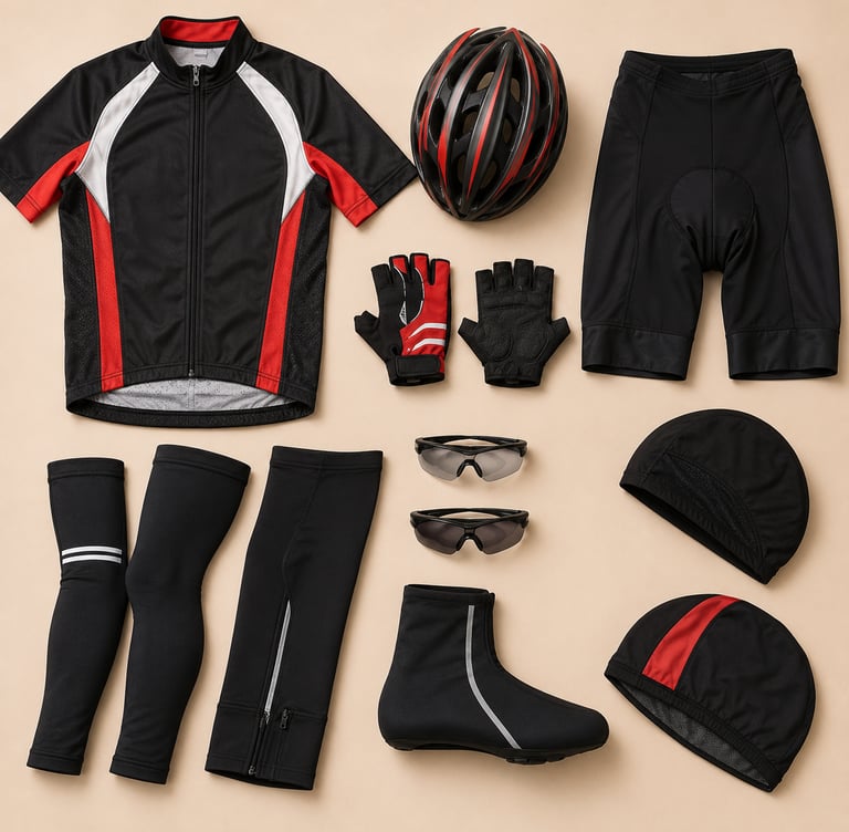 Professional cycling apparel and riding accessories