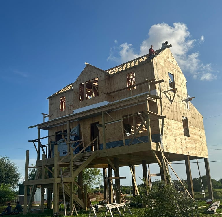 Residential new build framing project in the Houston–Galveston area