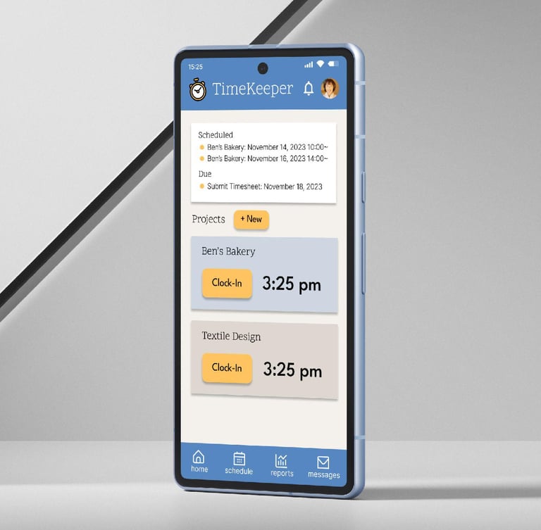 Timesheet App mockup 
