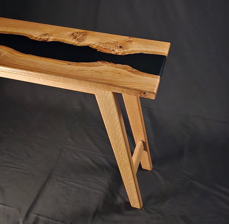 Solid Oak Console Table angle view