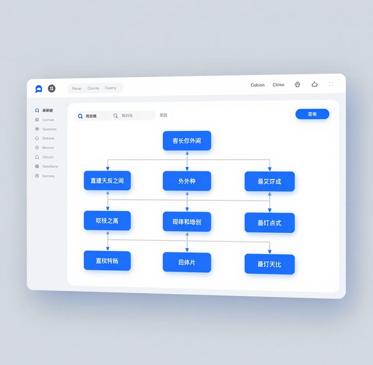 Clean software dashboard showing automated workflow pipelines, crisp light gray interfaces with electric blue accents, professional tech aesthetic, sharp focus