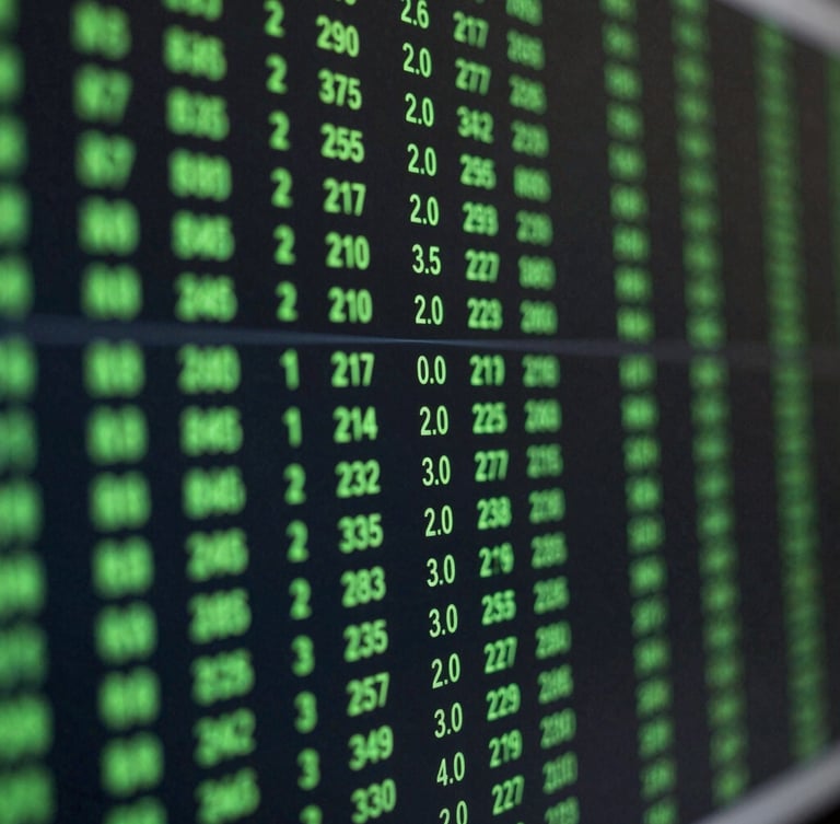 Extreme close-up of a real-time programmatic bidding data stream visualization on a dark screen, glowing green nodes, portrait aspect