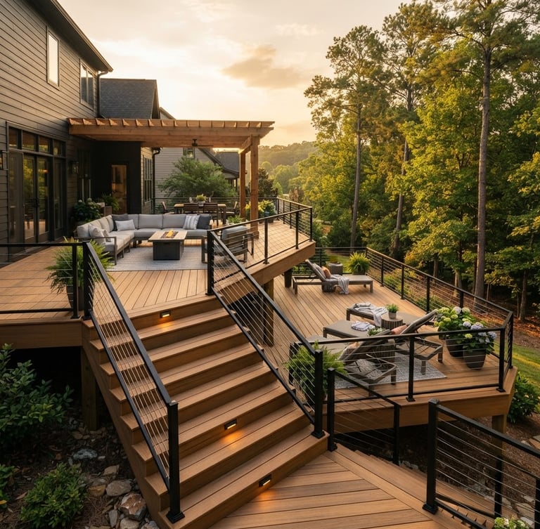 multilayer deck & porch & stairs & sunroof pros builders Cary NC