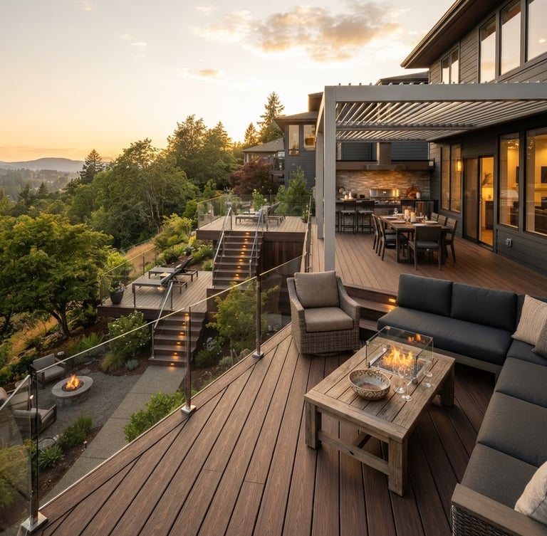 Architectural outside deck & porch & pool area NC
