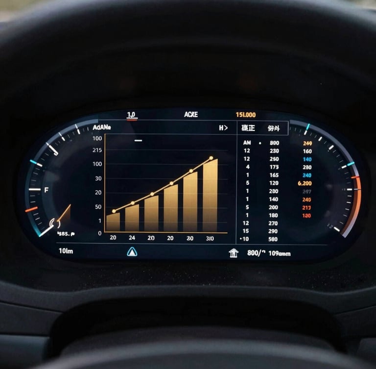 A clean, high-contrast digital dashboard showing marketing analytics and conversion funnels, dark mode interface, sharp UI elements, warm gold accents on graphs, low contrast background, macro studio lighting.