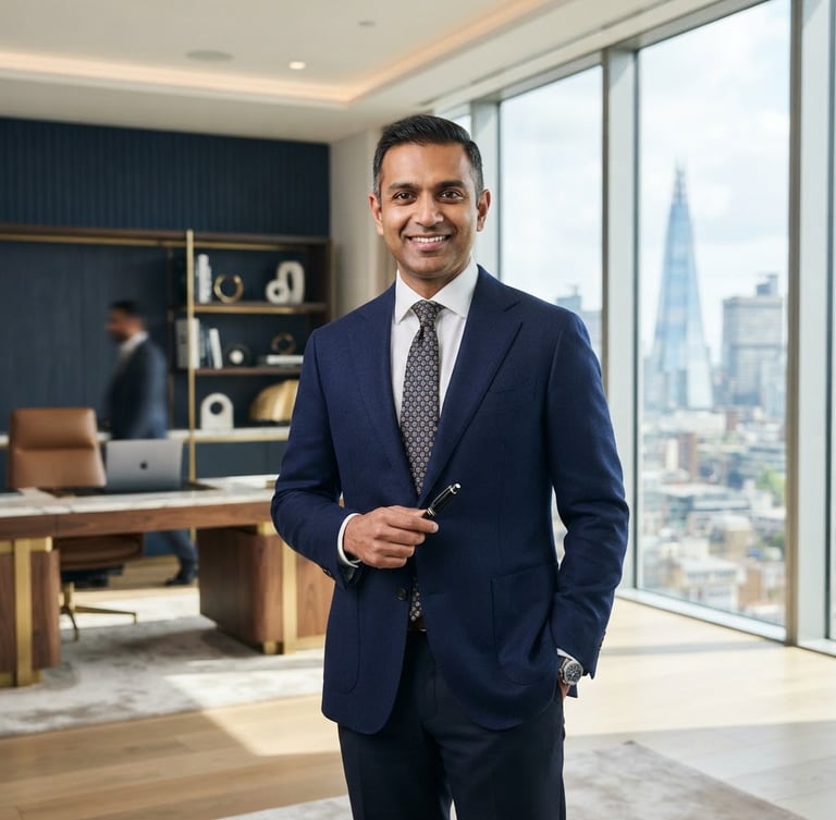 Professional portrait of Tanmay Rao, approachable and confident, in a modern office setting with natural light.