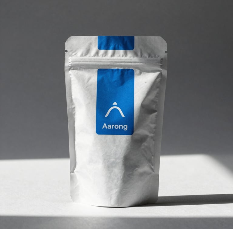 Close-up of premium physical packaging for Aarong Crafts, harsh direct sunlight, sharp shadows, minimalist studio background, electric blue accents, 35mm lens