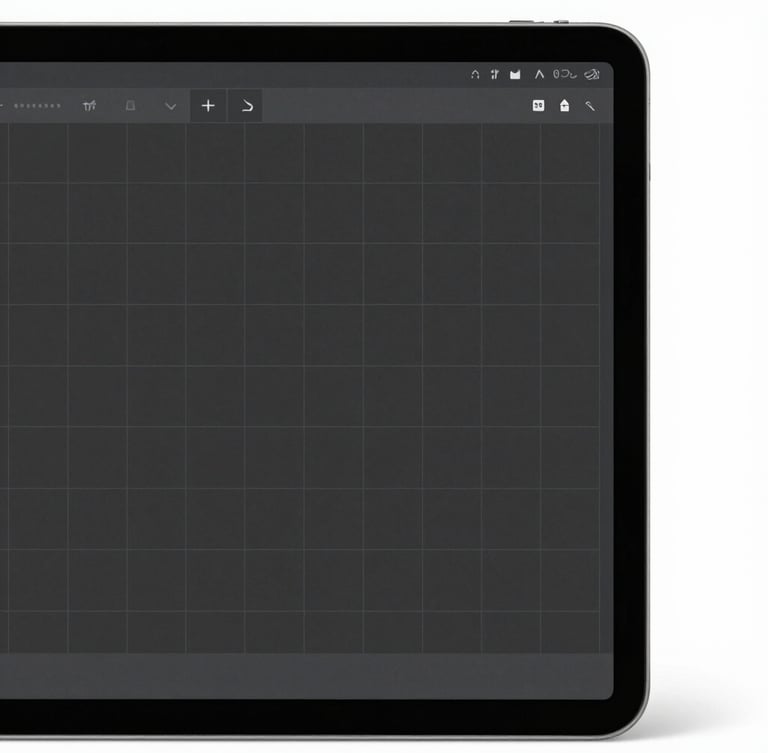 Straight-on orthographic projection of a clean digital interface mockup on a matte screen, displaying a strict grid system, flat even studio lighting.