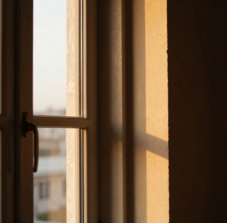 Close-up of premium textures and welcome amenities, warm golden hour, soft natural window light, elegant architectural framing, 35mm