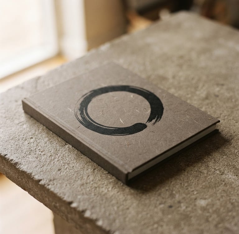 A clean tactile book cover of 'Align' by Richard Muralee, resting on a warm stone-gray textured table under soft directional window light, shallow depth of field, 35mm