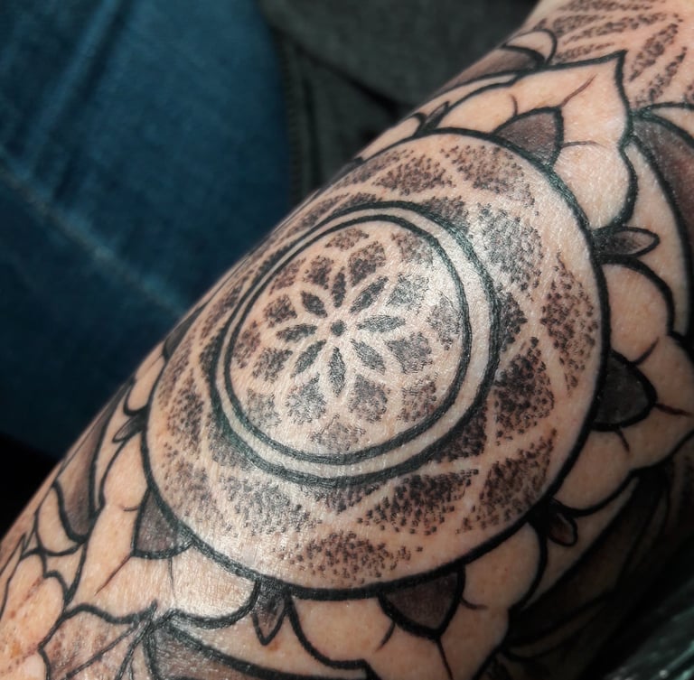 Dotwork mandala tattoo