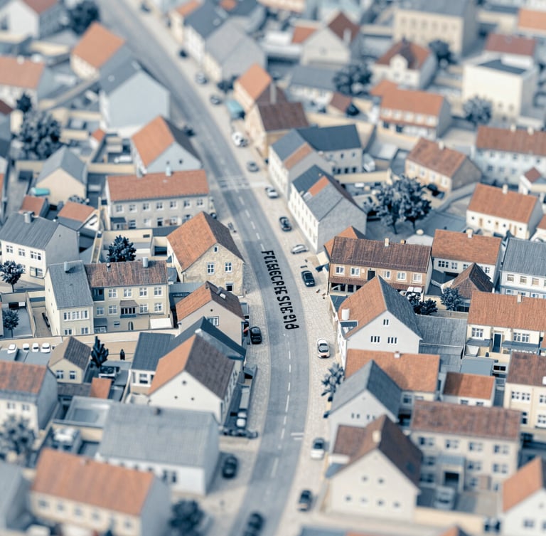 Map of Flensburg-Friesischer Berg, showing Friesische Str. 84, with a focus on the street and surrounding buildings, soft natural daylight, muted blue and sand tones.