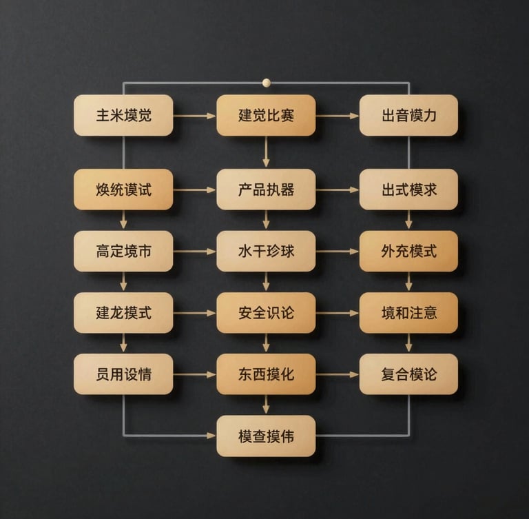 Flat-lay technical diagram of a software system architecture, clean vector schematics on a dark charcoal background, amber accent highlights.