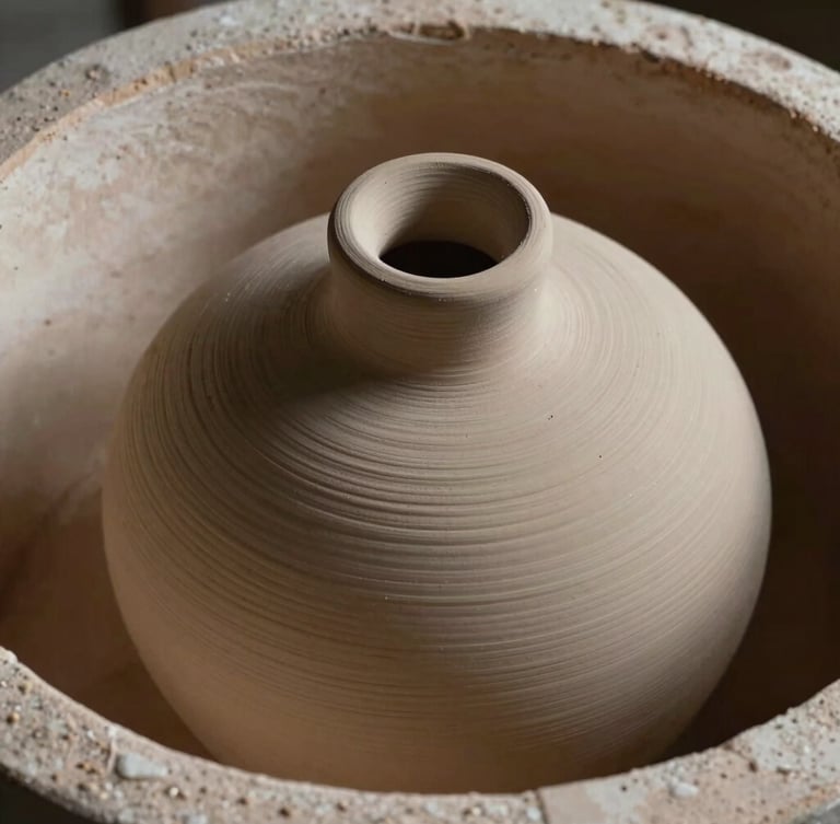 Close-up of a ceramic sculpture being fired in a large, industrial kiln, harsh directional side-lighting casting deep shadows, extreme macro texture, desaturated earth tones.