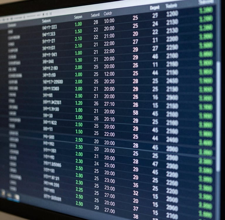 Macro shot of a high-density financial terminal interface showing automated ledger mapping, sharp focus, cool indirect office light, deep slate tones