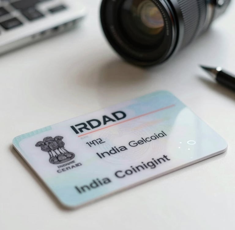 A high-quality close-up of a modern, secure Indian digital identity card with clean Rajasthan government emblems, placed on a bright, well-lit desk with subtle tech patterns.